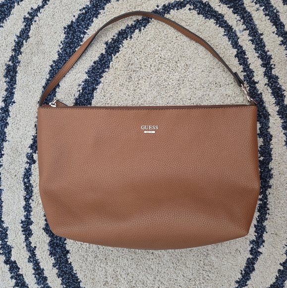 Guess Handbags - Vintage Guess Brown Textured Shoulder Bag Gold Details